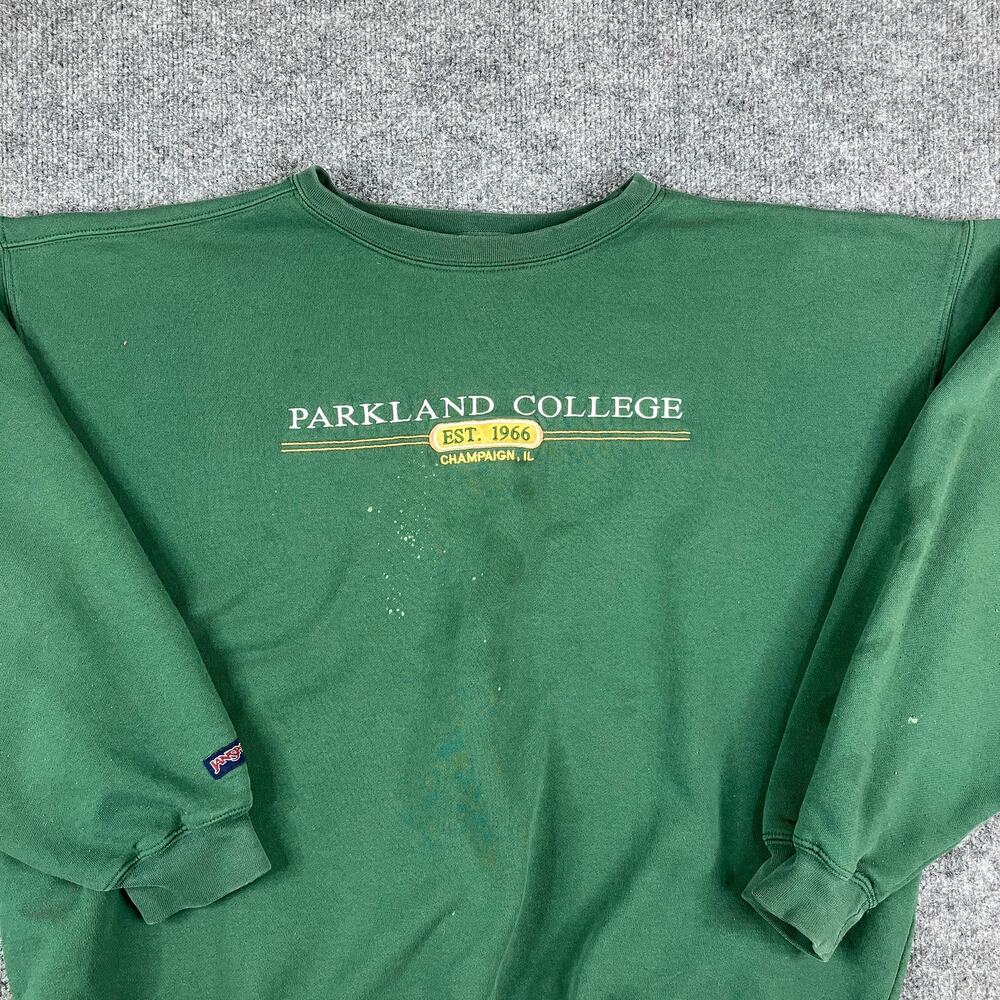 Jansport‎ Sweatshirt Mens XL Green Parkland College Pullover Crewneck Vintage
